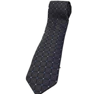Ermenegildo Zegna %100 Silk Tie Black and Blue Patterned Italian Tie